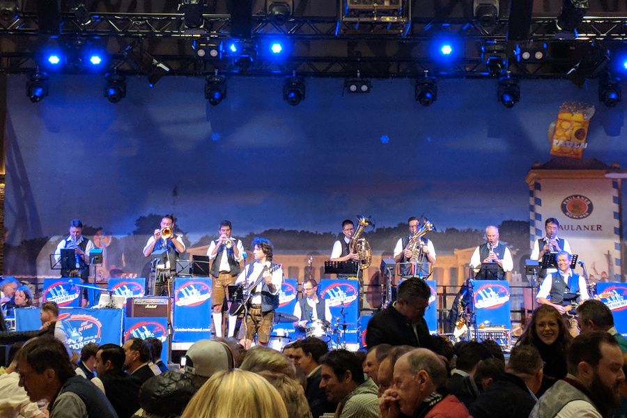 The band Die Kirchdorfer perform at Starkbierfest at Paulaner am Nockherberg in Munich, Germany.