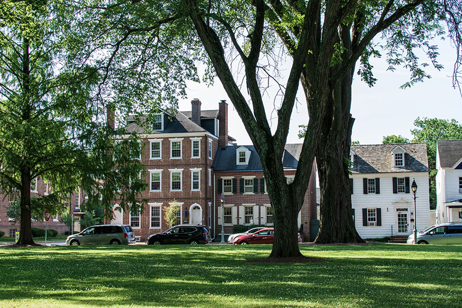 Historic buildings line The Dover Green.
