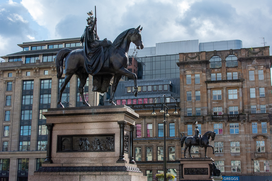 Queen Victoria equestrian statue in George Square.
