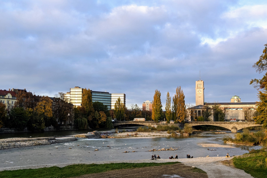 View of the Isar River and Deutsches Museum in Munich's Ludwigsvorstadt-Isarvorstadt neighborhood