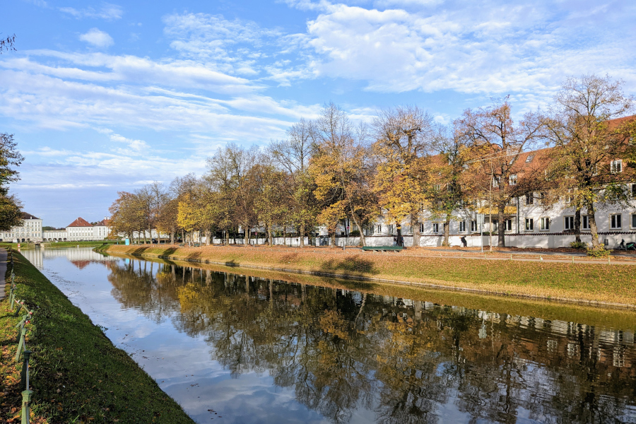 Nymphenburg Canal in Munich's Neuhausen-Nymphenburg neighborhood near Nymphenburg Palace