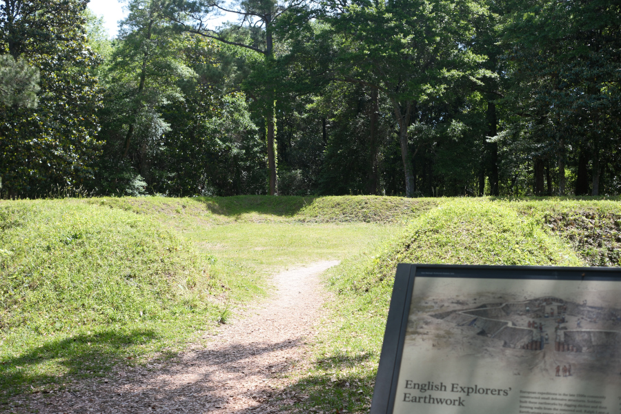English Explorers' Earthwork at Fort Raleigh National Historic Site on the Outer Banks.